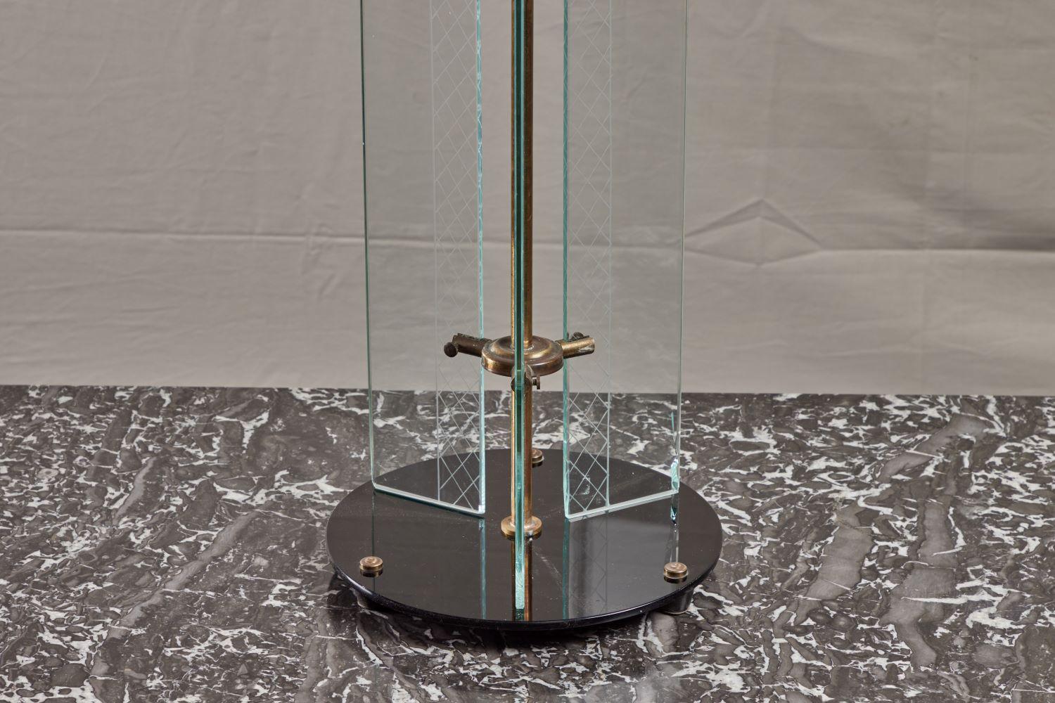 Italian Etched Glass and Brass Art Deco Side Table 2