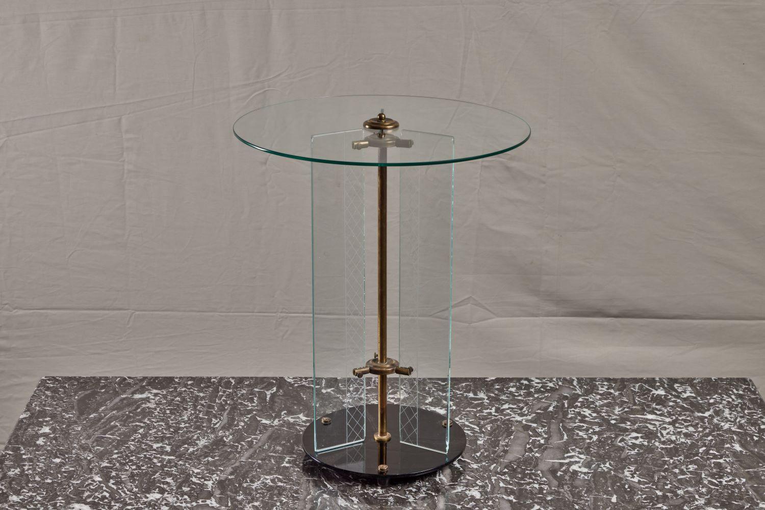 Italian Etched Glass and Brass Art Deco Side Table 5