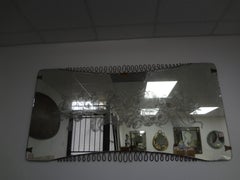 Italian Etched Mirror With Brass Accents Att. To Max Ingrand For Fontana Arte