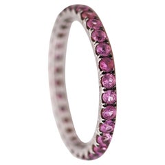 Italian Eternity Ring Band In 18 Kt White Gold With 1.20 Ctw In Pink Sapphires