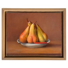 Italian Ettore de Conciliis Oil on Linen Painting Titled "Pear and Knife"