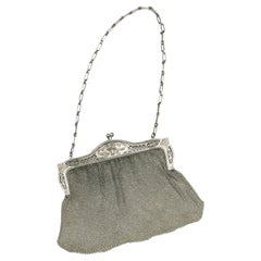 Sac à main italien de soirée argenté antique