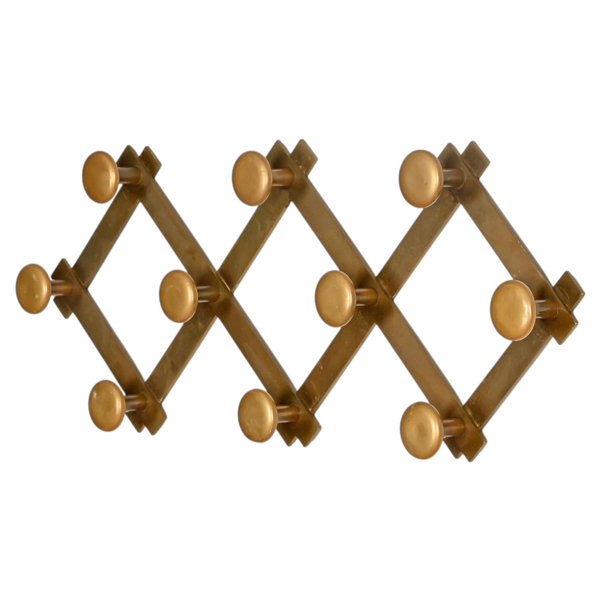 Italian Expandable Solid Brass Coat Rack by Luigi Caccia Dominioni, Italy 1960s
