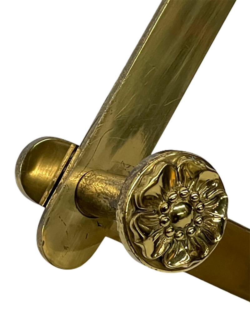 20th Century Italian Extendable Brass Coat Rack with Floral Knobs For Sale