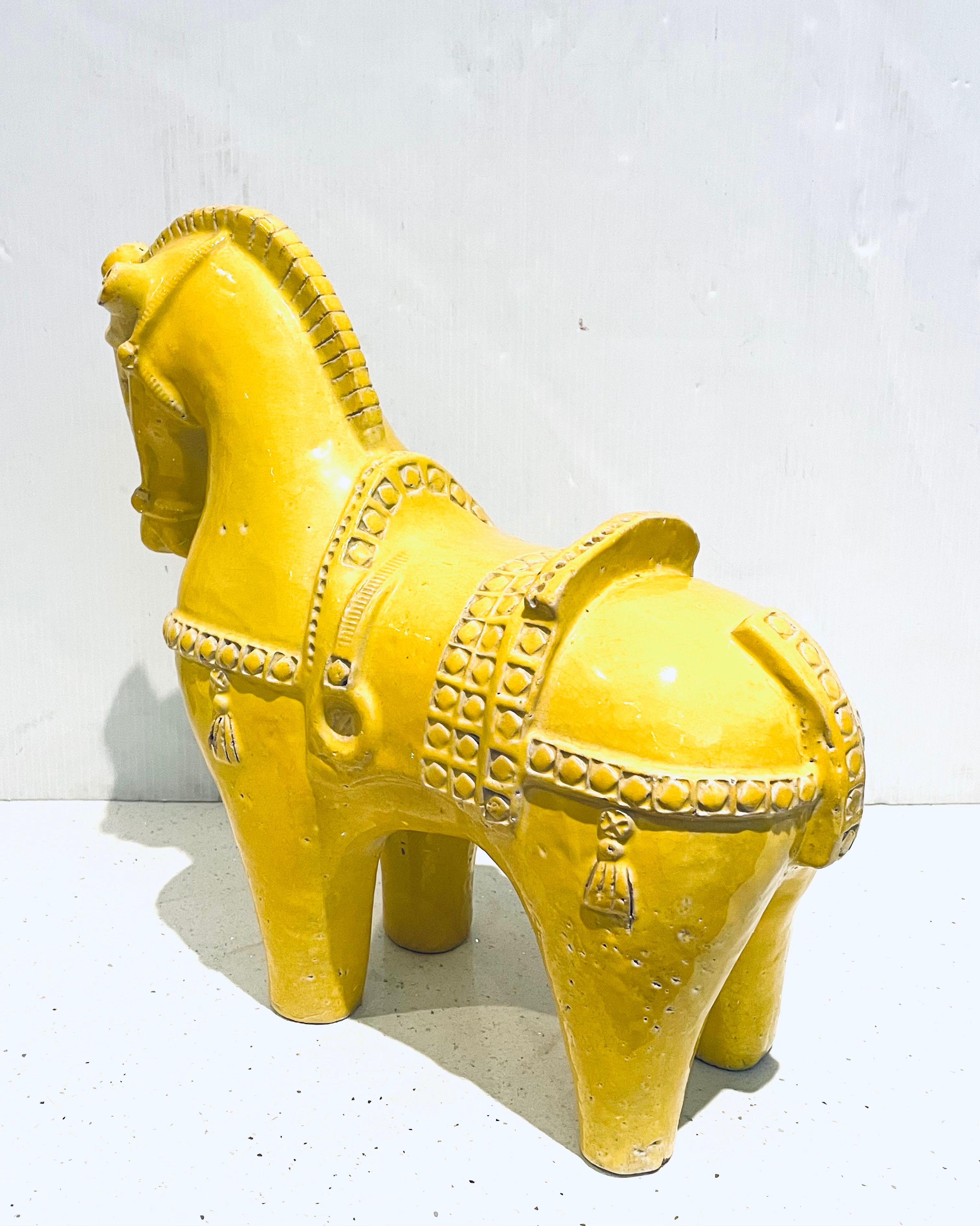 Italian Extra Large Bitossi Horse Ceramic Aldo Londi In Good Condition In San Diego, CA