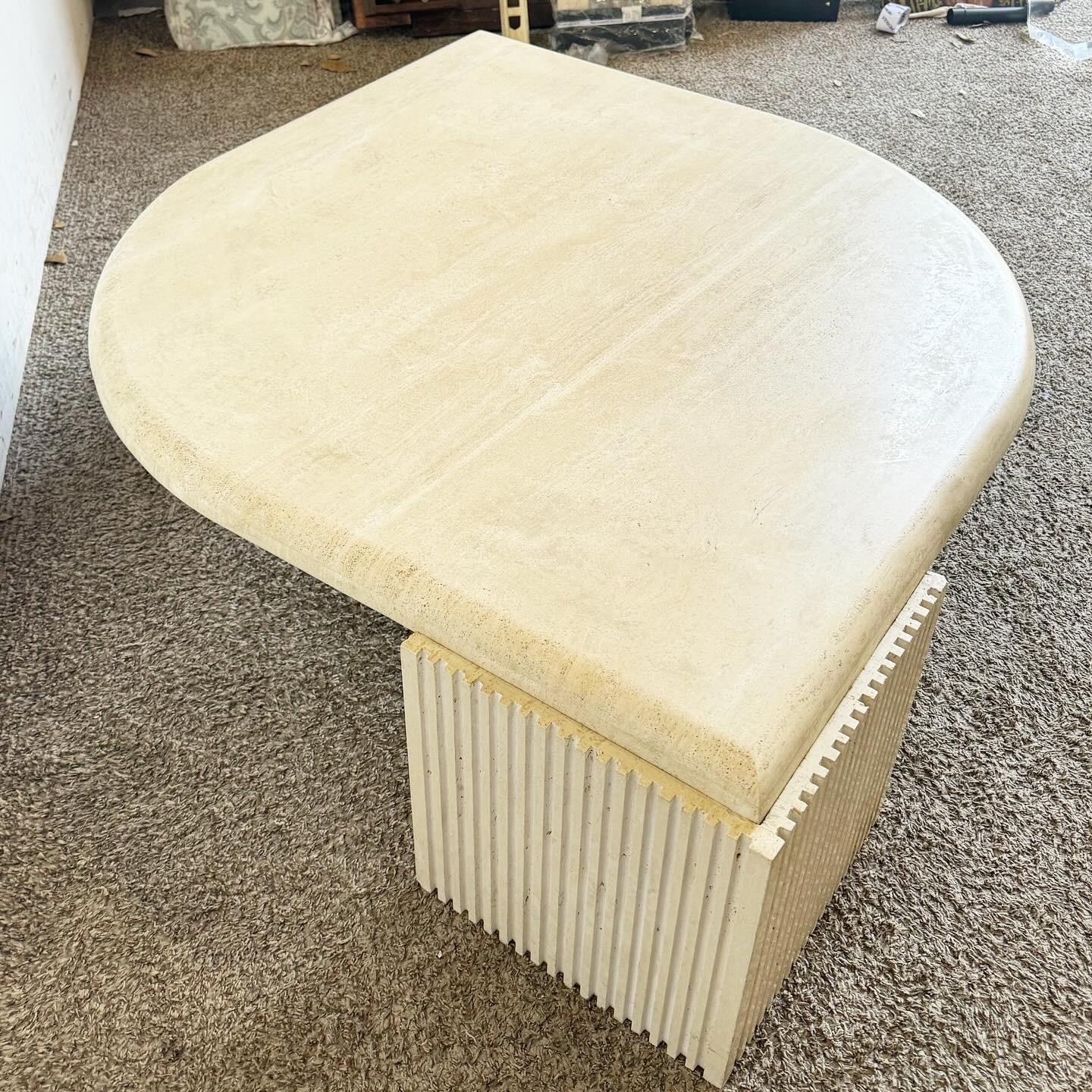 Italian Eye Shaped Sculpted Travertine Coffee Table 1