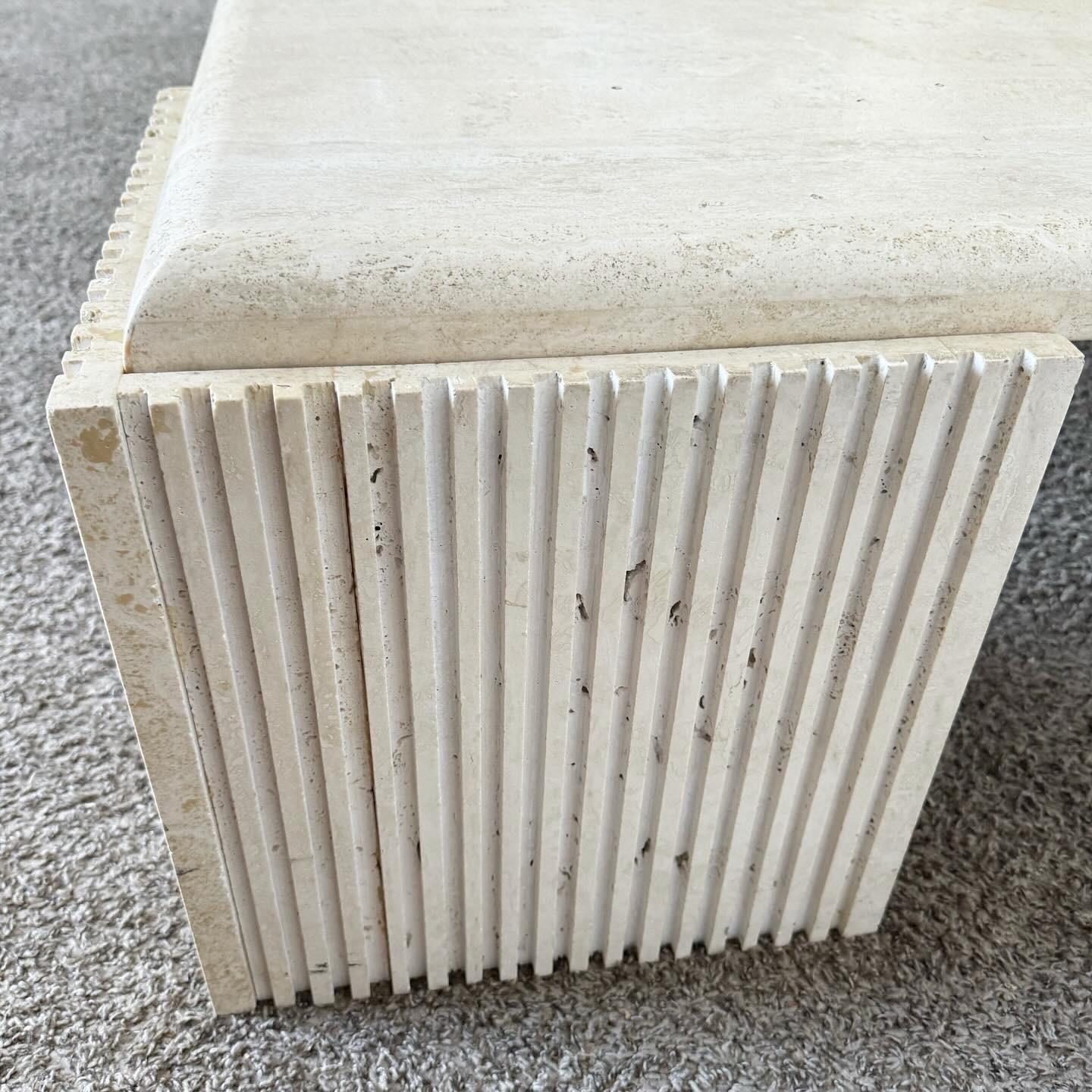 Italian Eye Shaped Sculpted Travertine Coffee Table 4