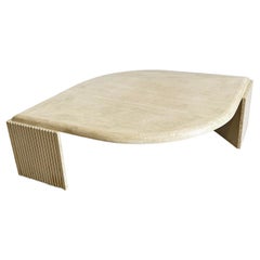Italian Eye Shaped Sculpted Travertine Coffee Table