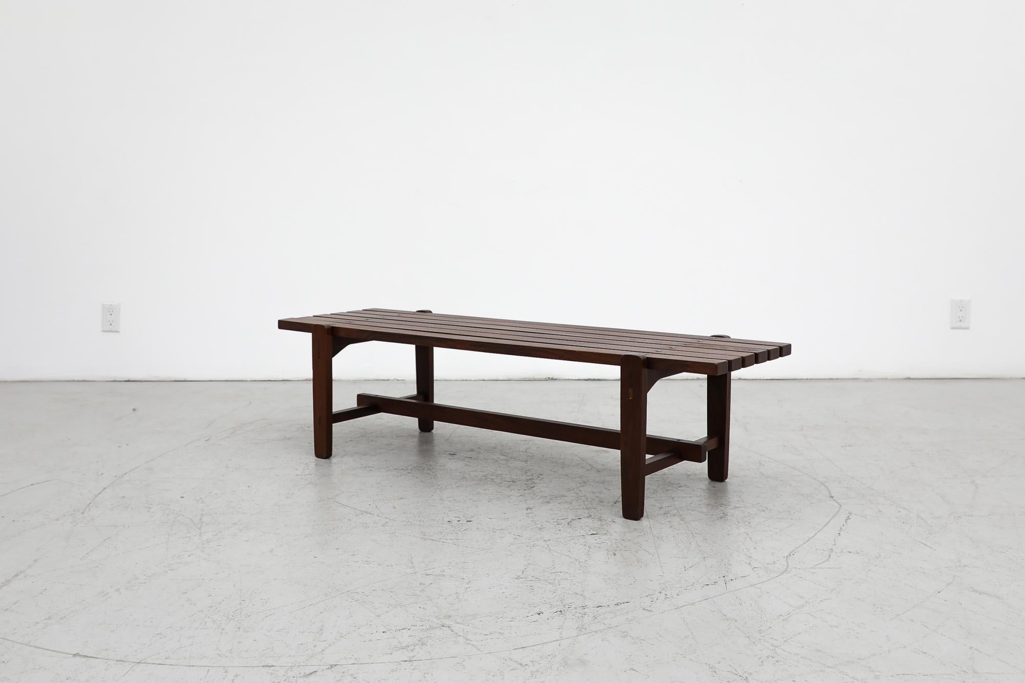 Mid-20th Century Mid-Century Italian Teak Slat Bench Designed by  Ezio Longhi
