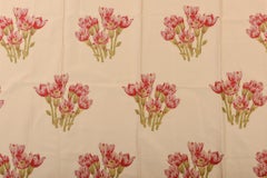 Elegant Red Floral Broccatello Fabric in Beaux Arts Style, France