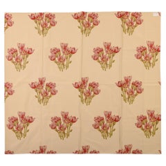 Élégant tissu « Broccatello » à motifs floraux rouges, de style Beaux-Arts, France