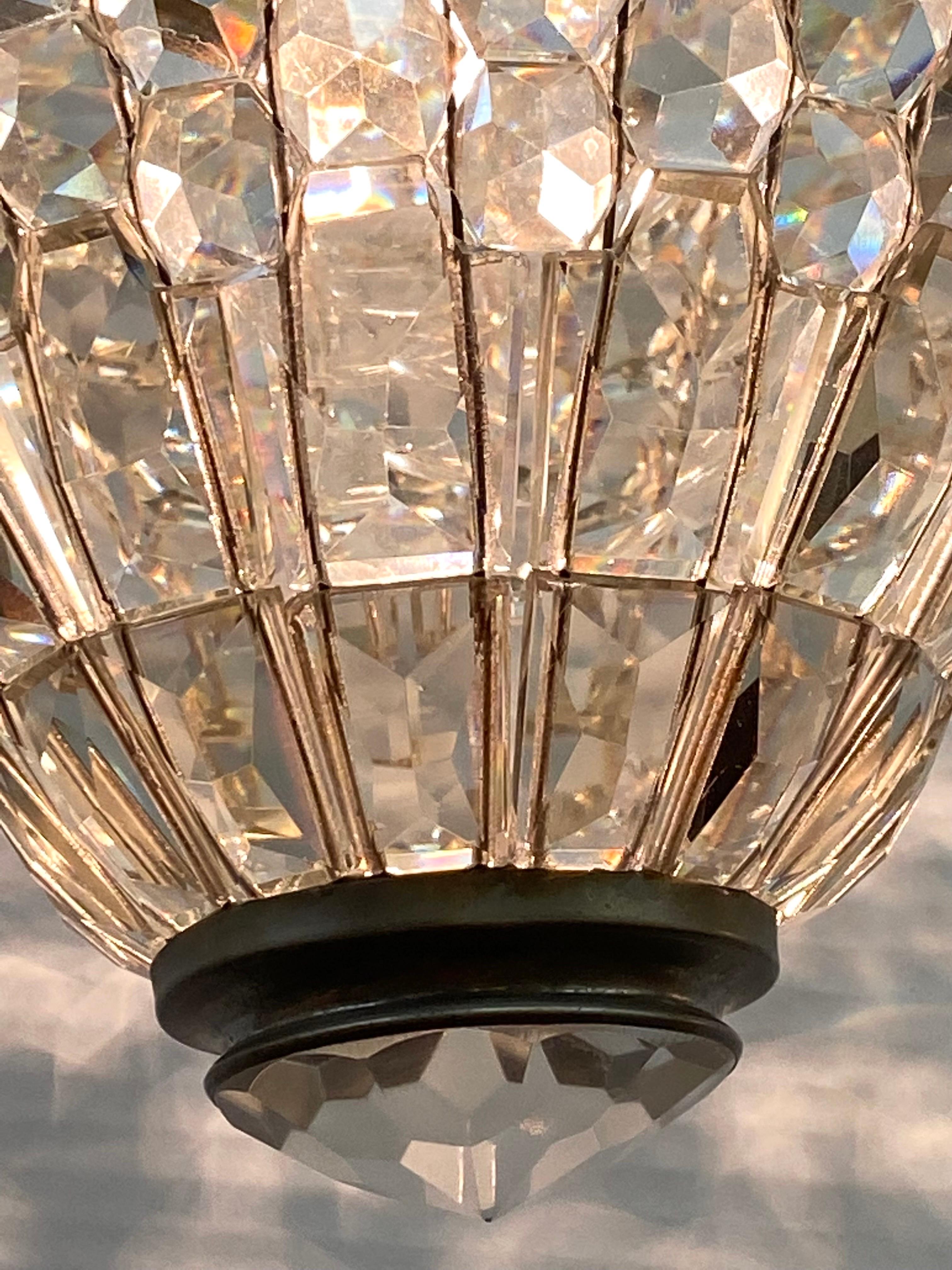 Italian Faceted Crystal Lantern Style Pendant Light 4