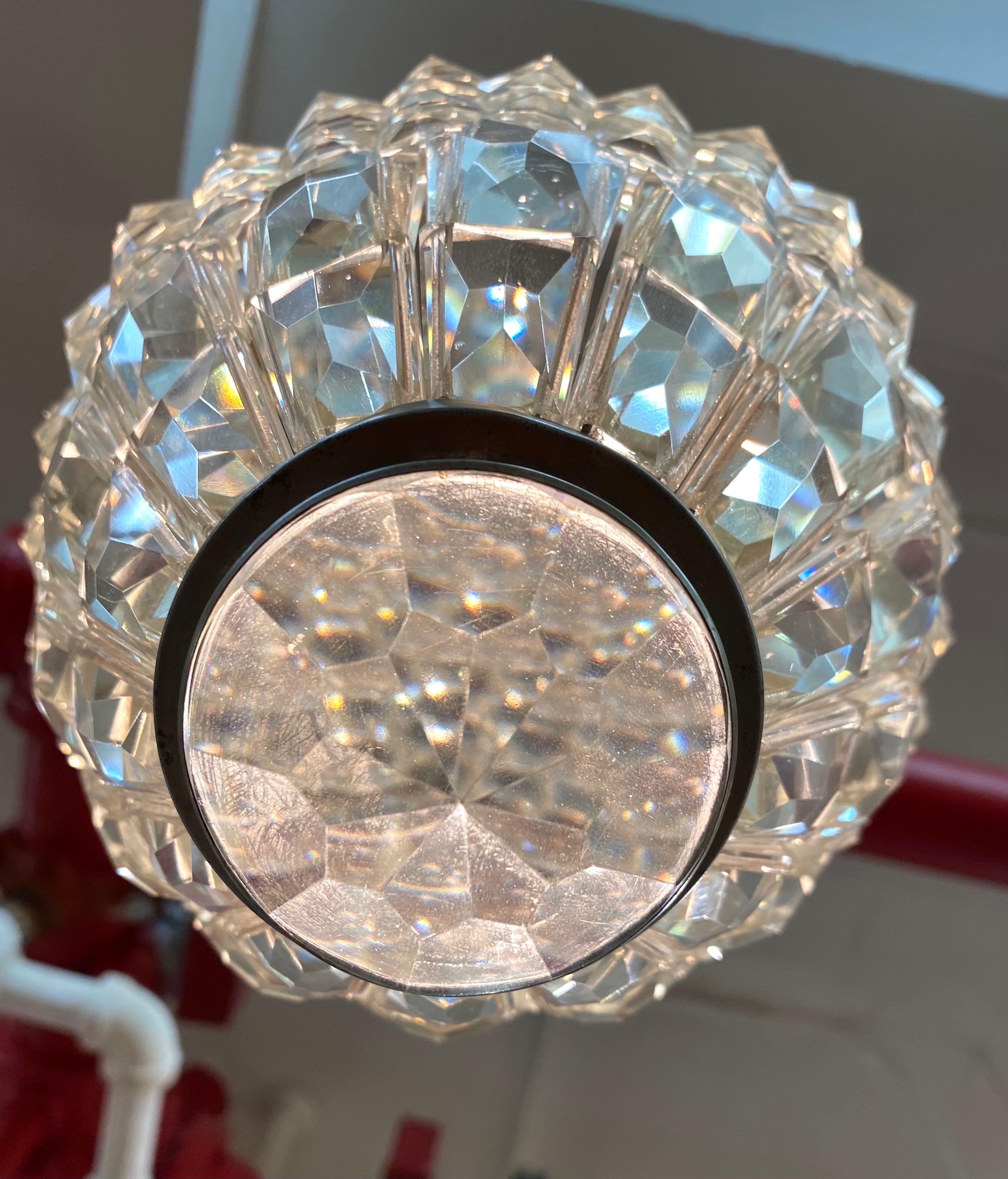 Italian Faceted Crystal Lantern Style Pendant Light 9