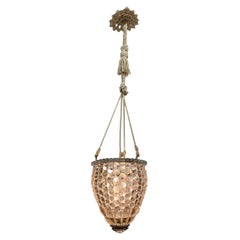 Italian Faceted Crystal Lantern Style Pendant Light