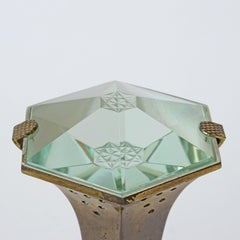 Italian Faceted Glass and Brass Table Lamp in the Style of Fontana Arte, 1950s