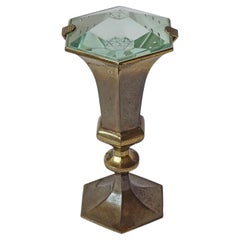 Italian Faceted Glass and Brass Table Lamp in the Style of Fontana Arte, 1950s