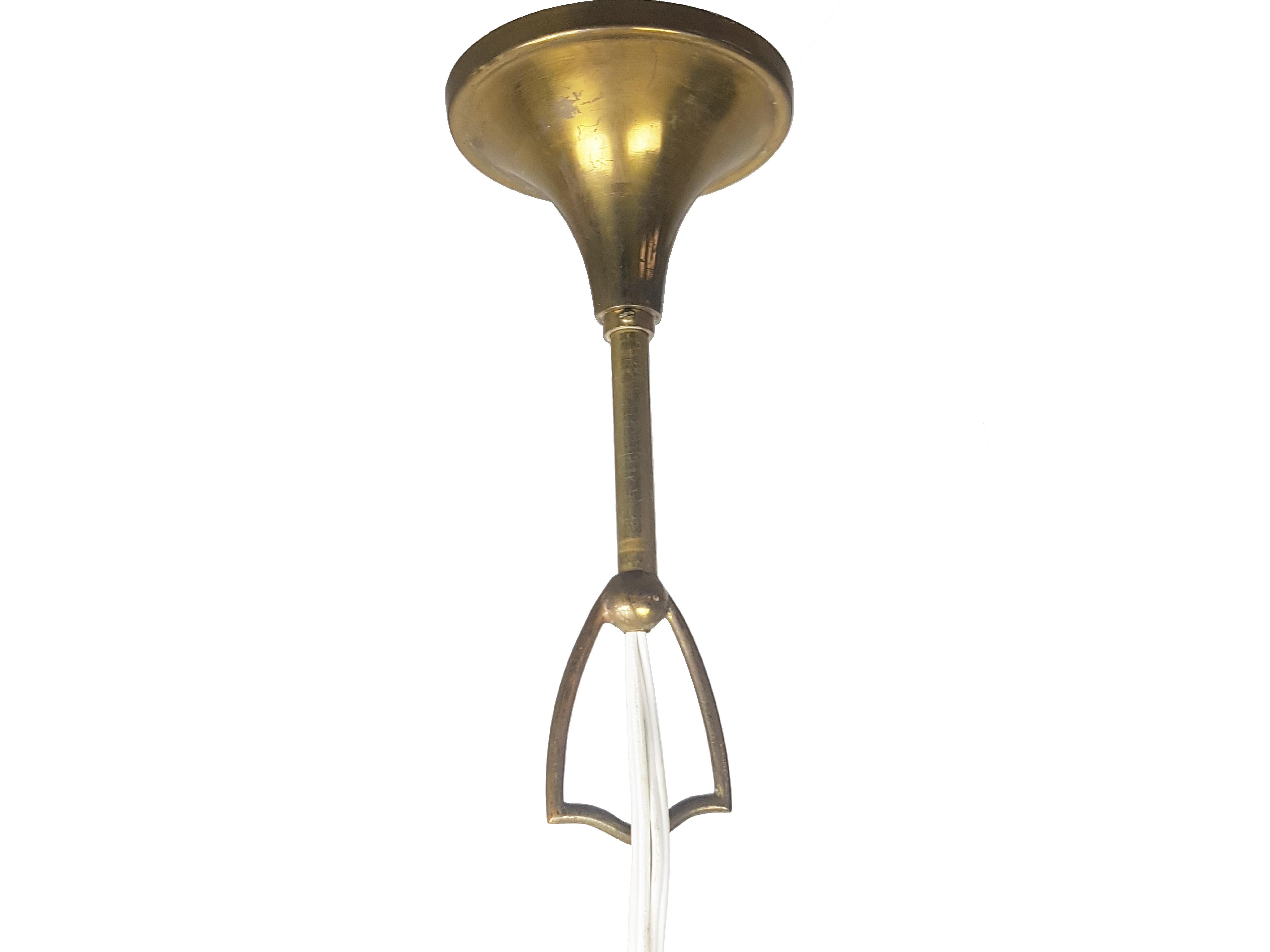 Italian Faceted Glass & Brass Mid Century Pendant in the Style of G. Ulrich For Sale 5