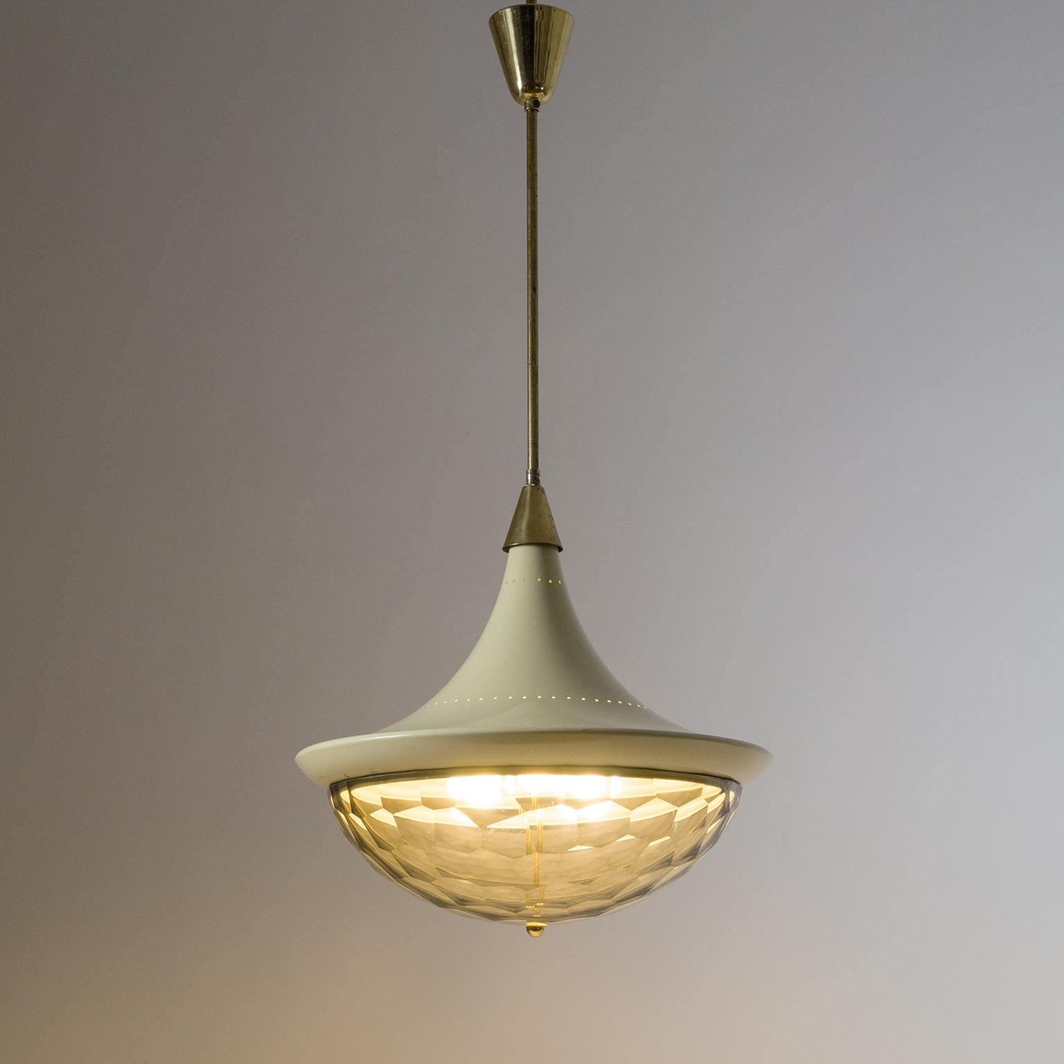 Italian Faceted Glass Chandelier, circa 1960 6