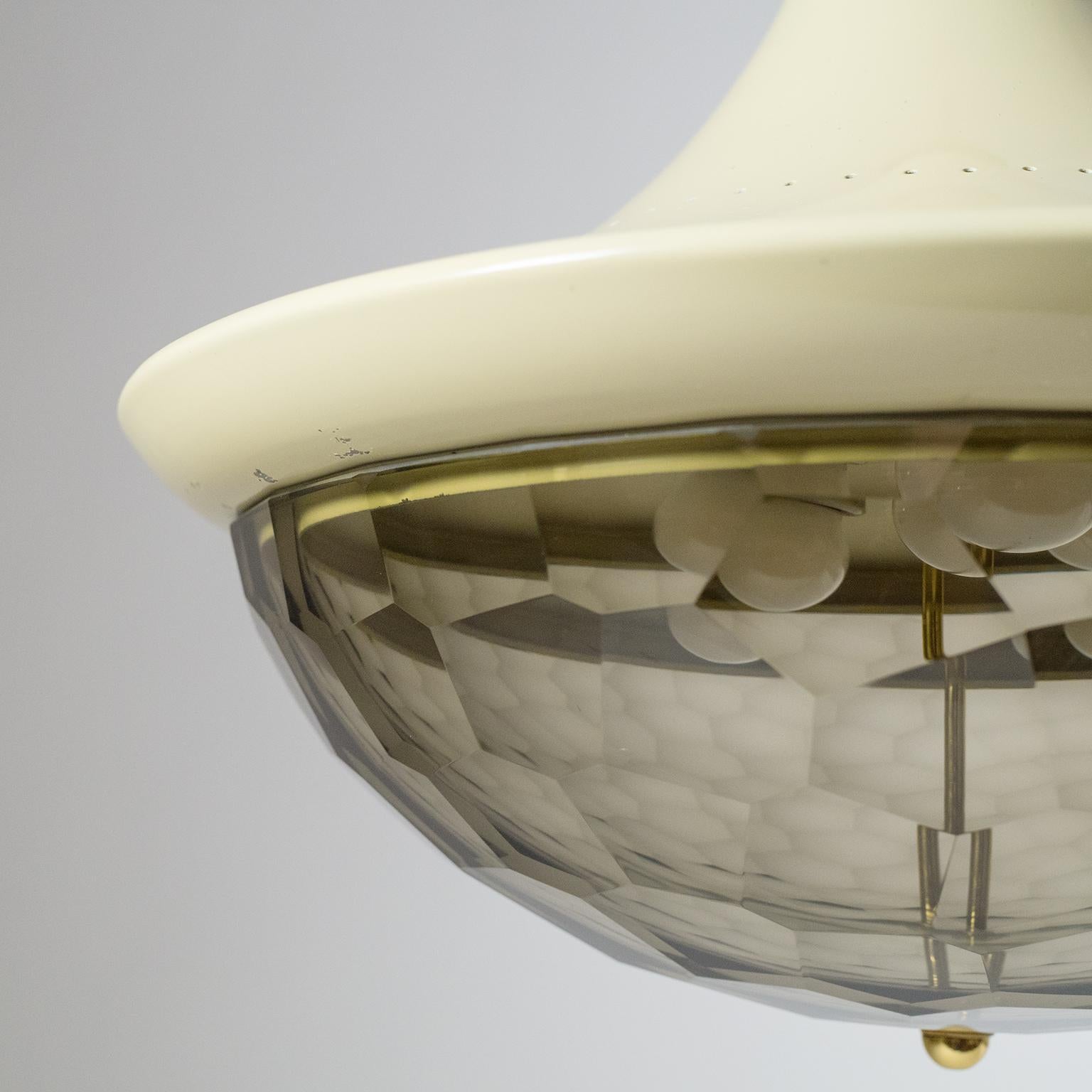 Mid-20th Century Italian Faceted Glass Chandelier, circa 1960