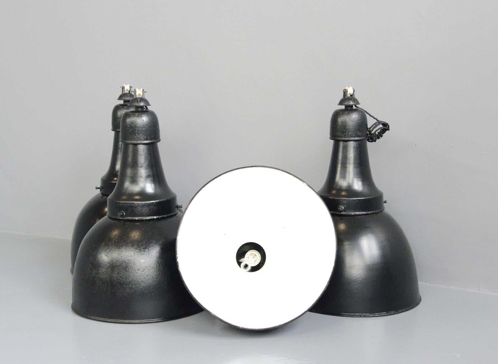 Enamel Italian Factory Lights, circa 1920s