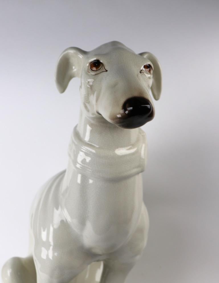 Italian Faience Ceramic Whippet Greyhound Statue 2