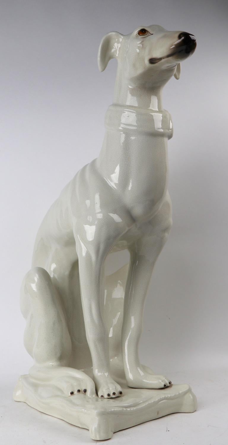 Italian Faience Ceramic Whippet Greyhound Statue 3