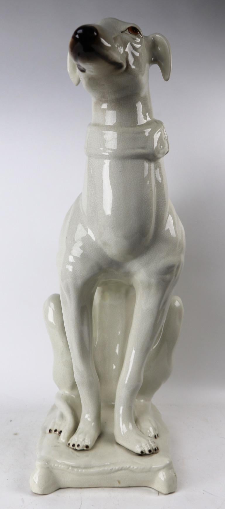 Italian Faience Ceramic Whippet Greyhound Statue 4