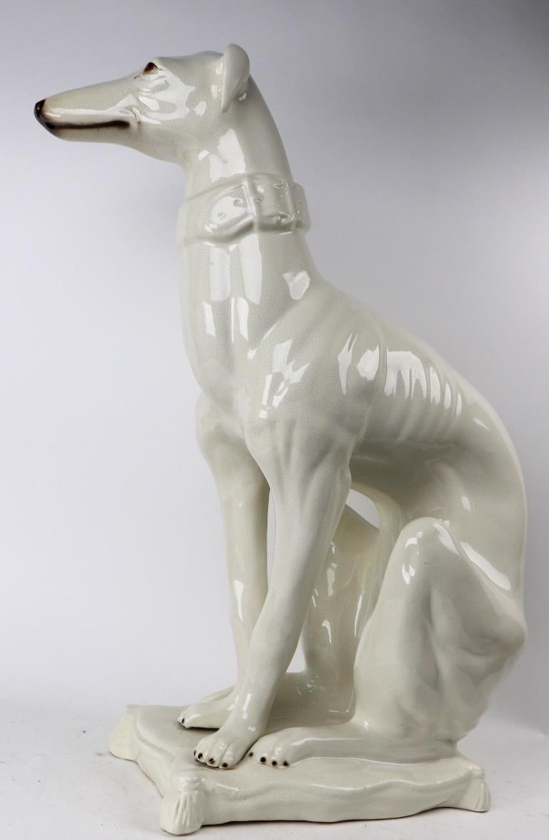 Italian Faience Ceramic Whippet Greyhound Statue 6