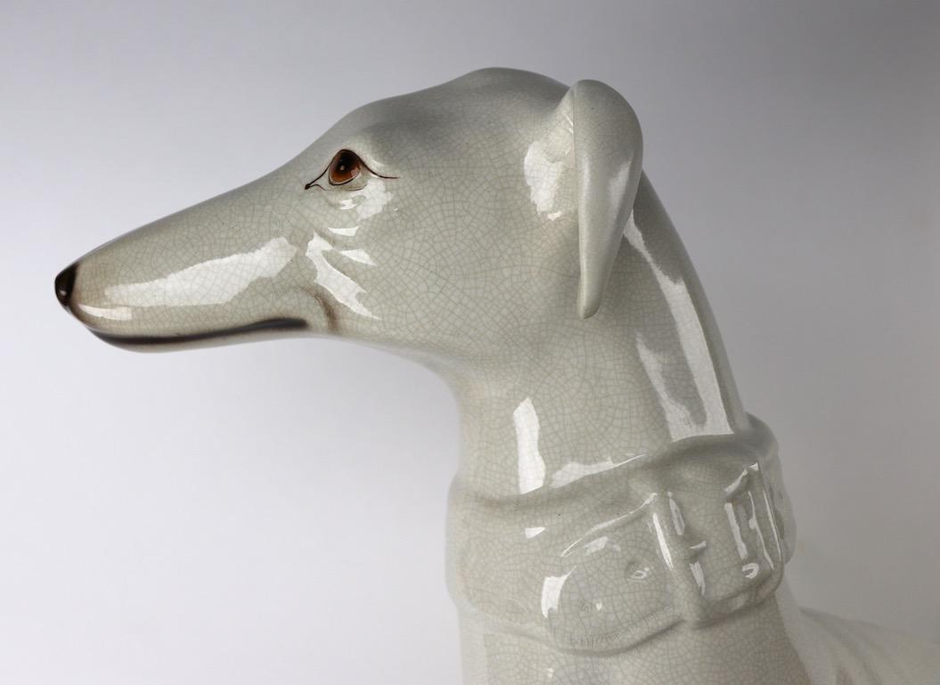Italian Faience Ceramic Whippet Greyhound Statue 8