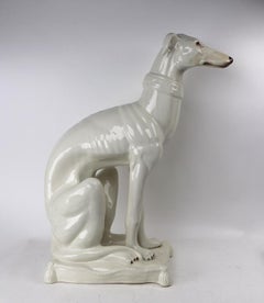 Statue de lévrier whippet en céramique italienne