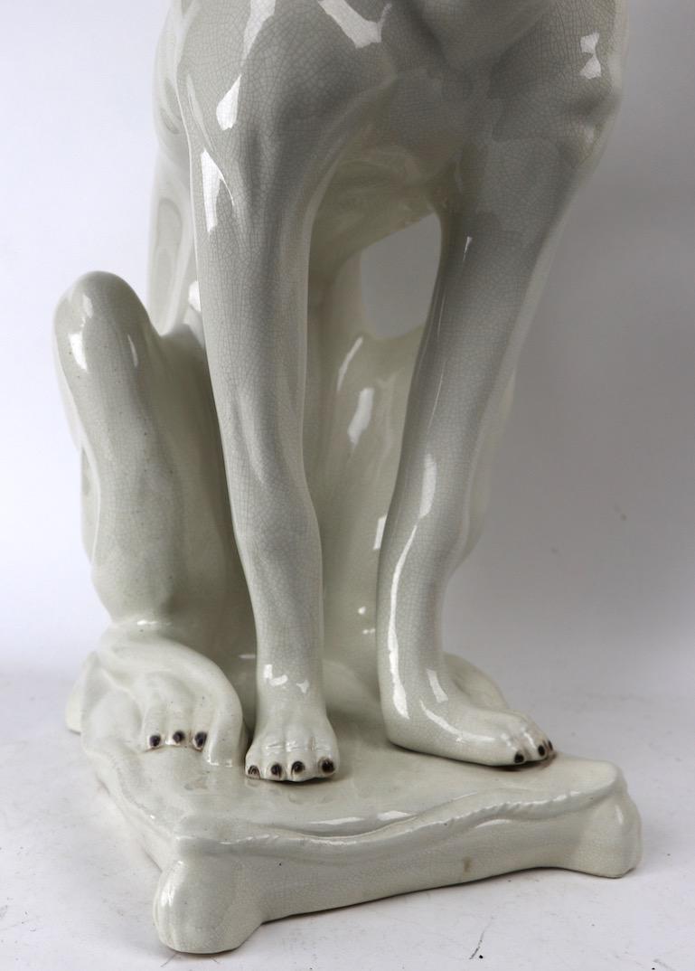 Italian Faience Ceramic Whippet Greyhound Statue 1