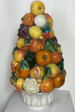 Italian Faience Glazed Ceramic Fruit Topiary Bassano Zortea, circa 1950's