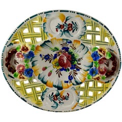 Antique Italian Faïence Nove Rose Fretwork Decorative Platter