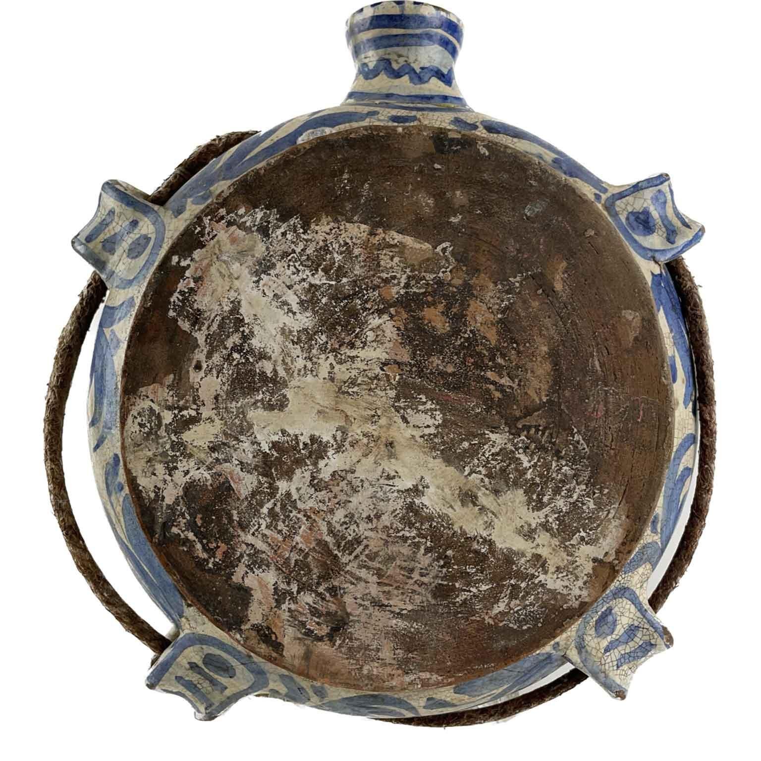 Italian Faience Pilgrim Bottles Pair of 19th Century Italian Moon Flasks 1
