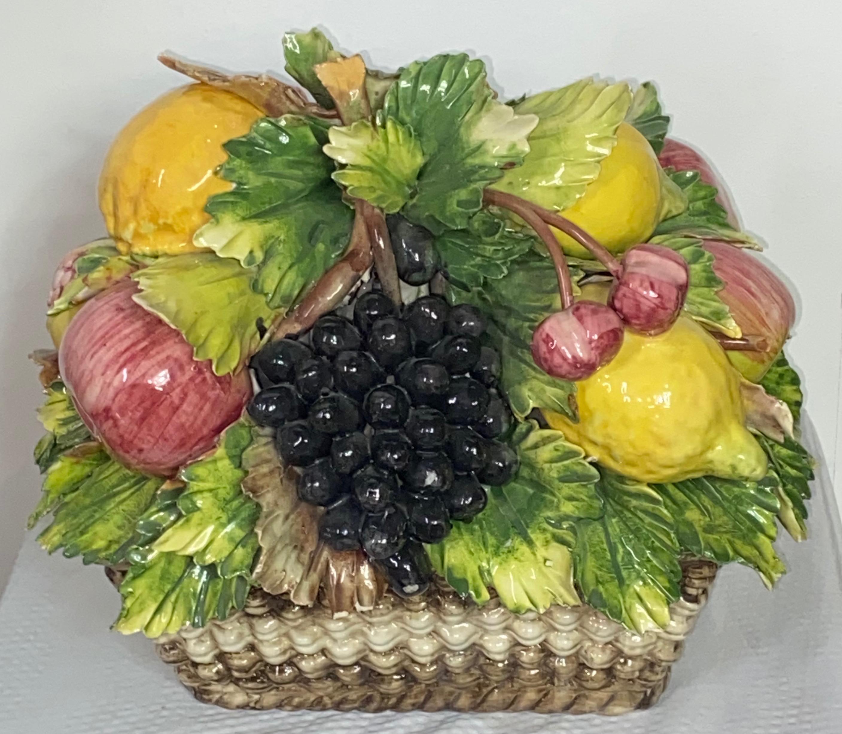 CAPODIMONTE X109 Authentic Italian Round Mini-Mix Fruit Display Basket Multicolor 