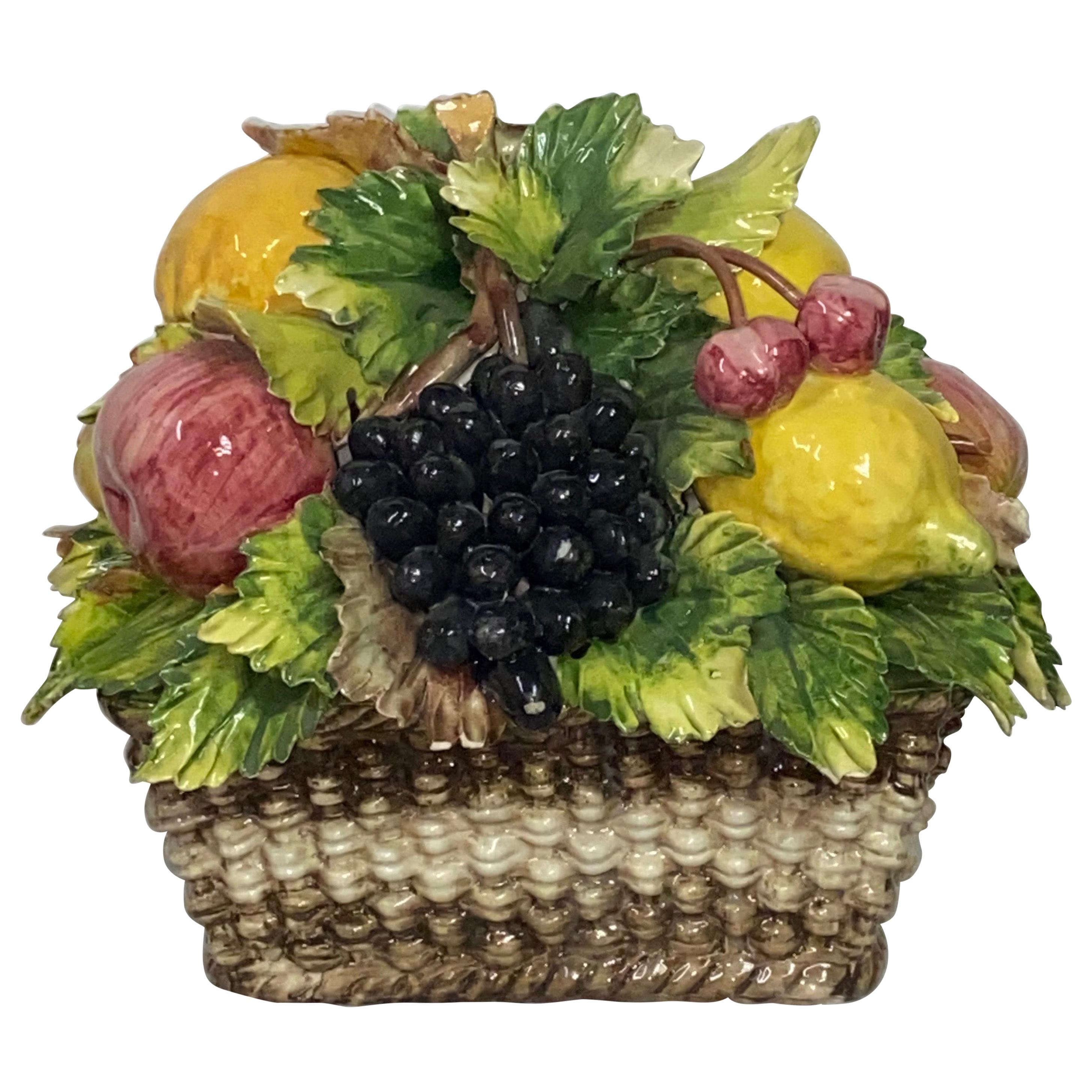 Italian Faience Porcelain Fruit Basket Capodimonte 