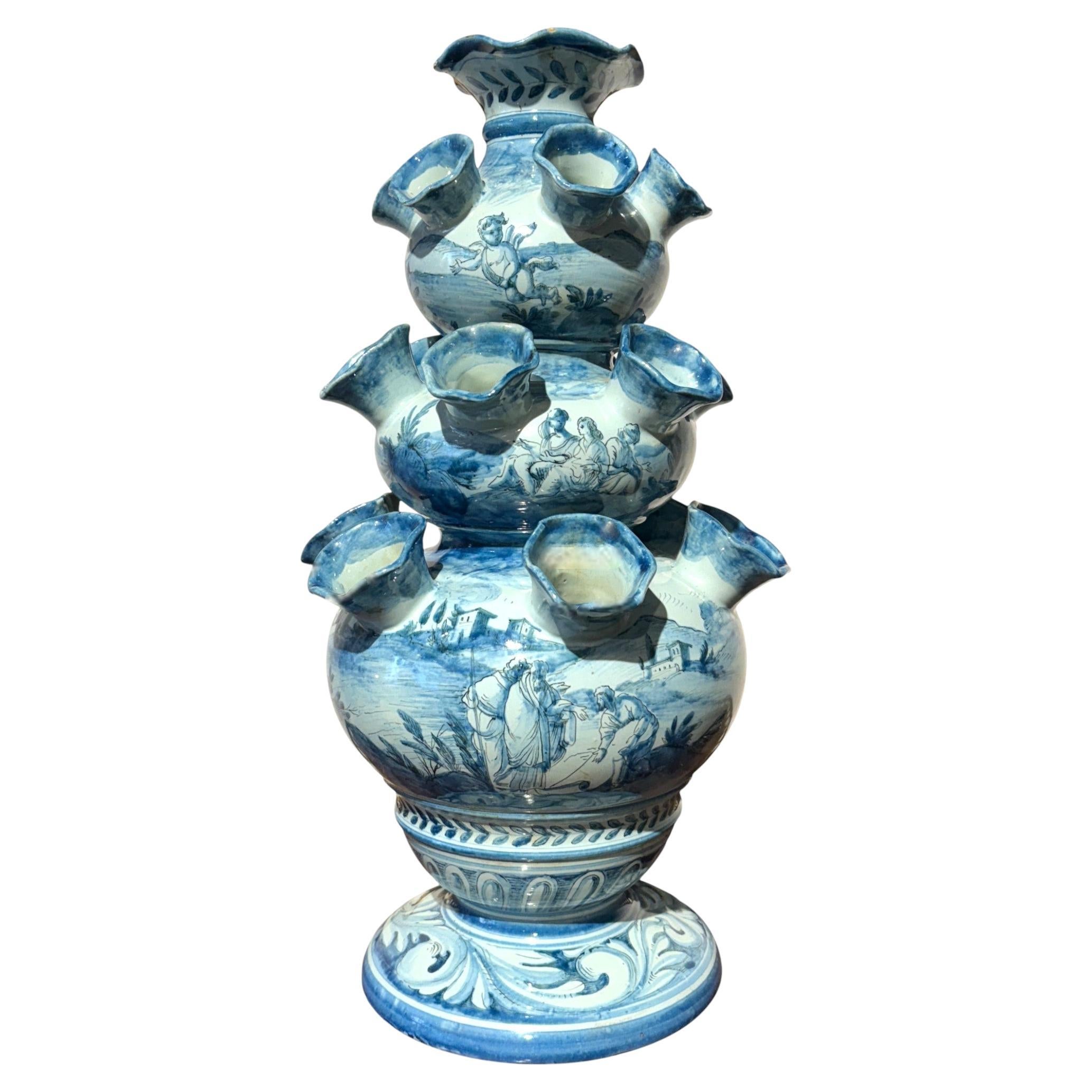 Italian Faience Tulip Vase in the Maiolica Style, 18th Century For Sale
