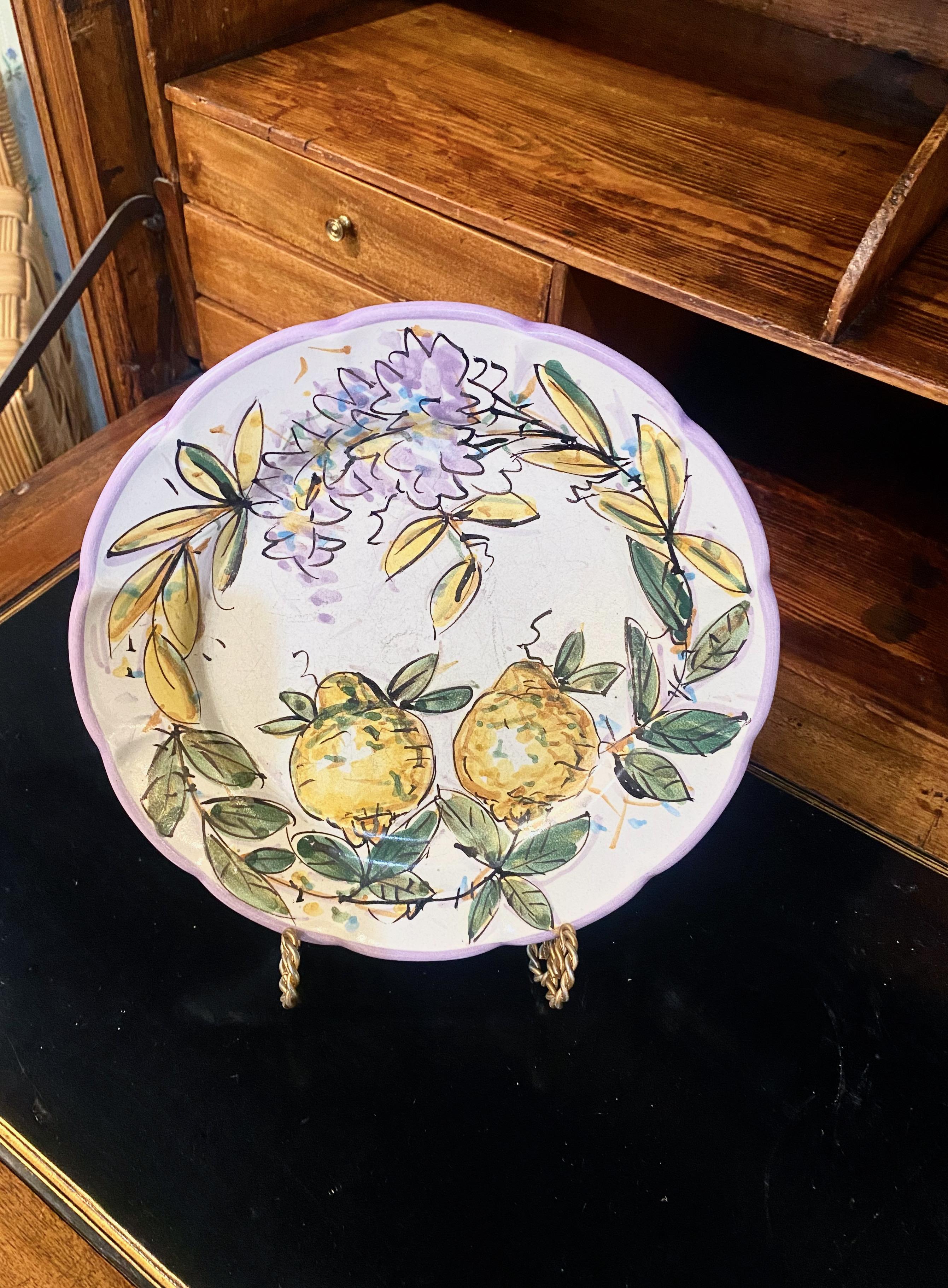 Italian Faience "Vietri" Hand Painted Dinner Plates at 1stDibs