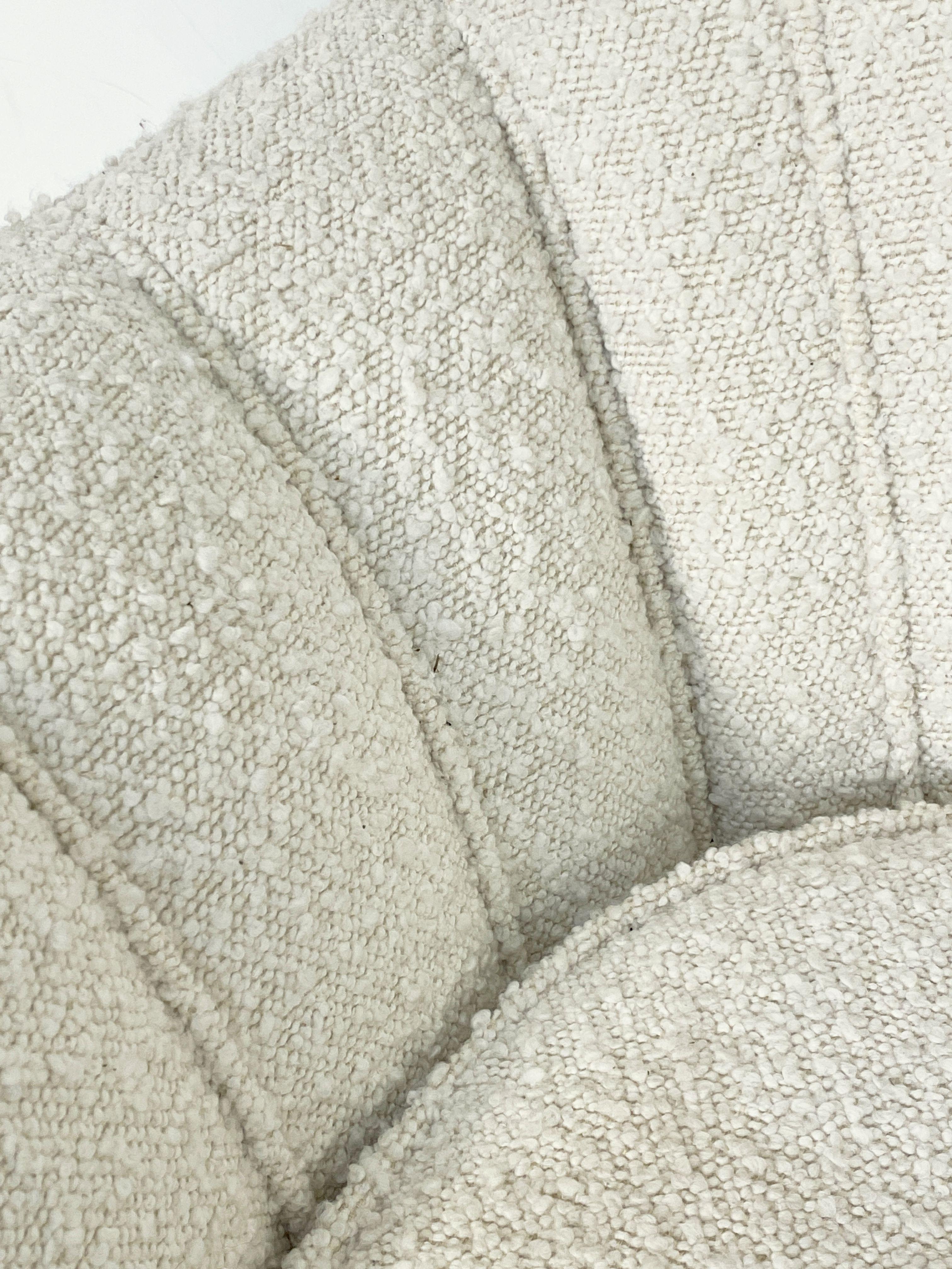Italian Fan Back Lounge Chairs Upholstered in Boucle Fabric - Two Available For Sale 2