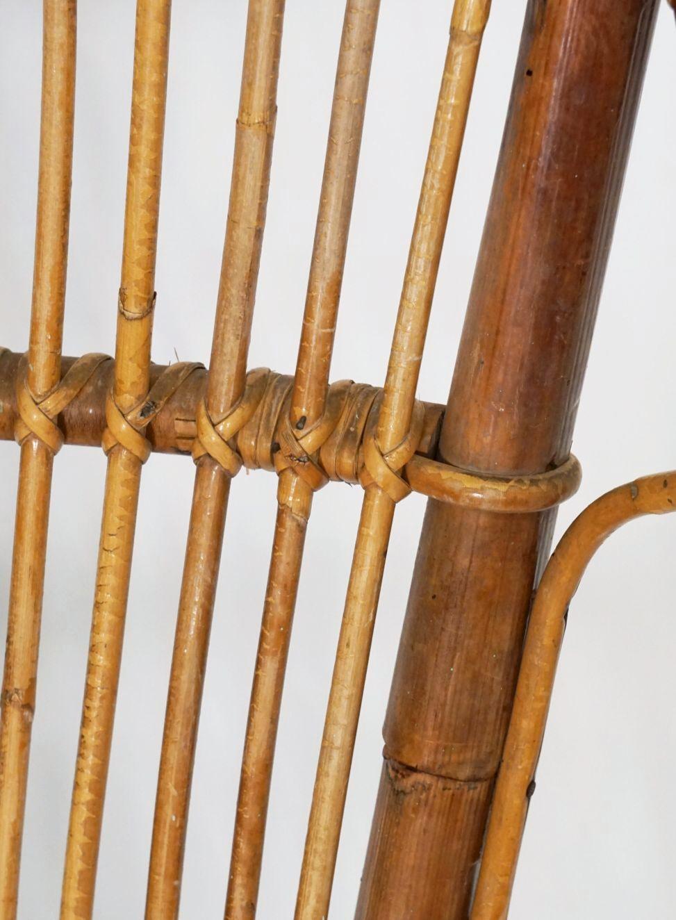 Italian Fan-Backed Arm Chairs of Rattan and Bamboo from the Mid-20th Century For Sale 13