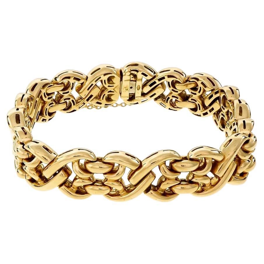 Breites italienisches Fancy-Gliederarmband aus Gold