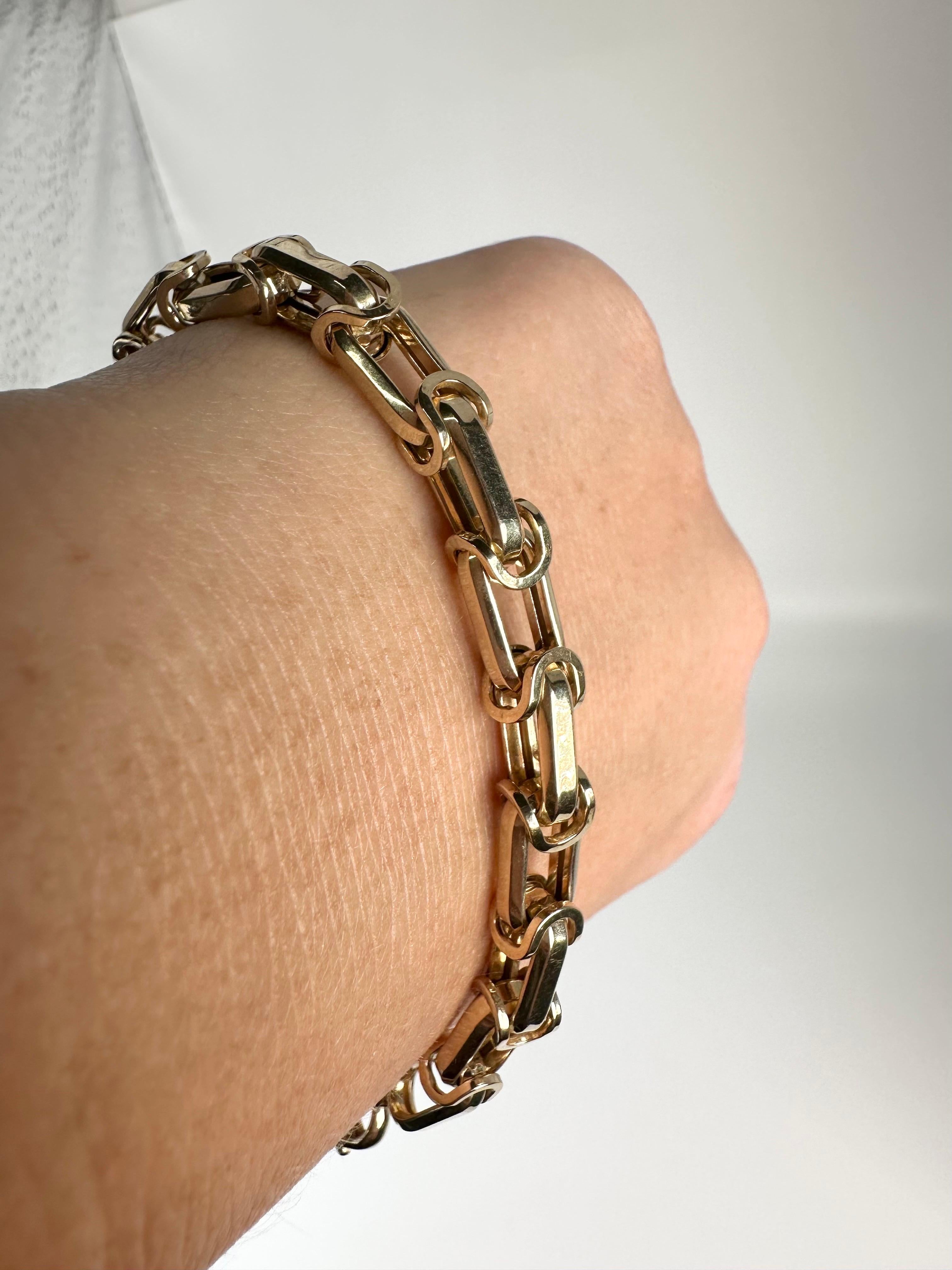Italian fancy link bracelet 14KT yellow gold fancy pattern chain bracelet For Sale 1