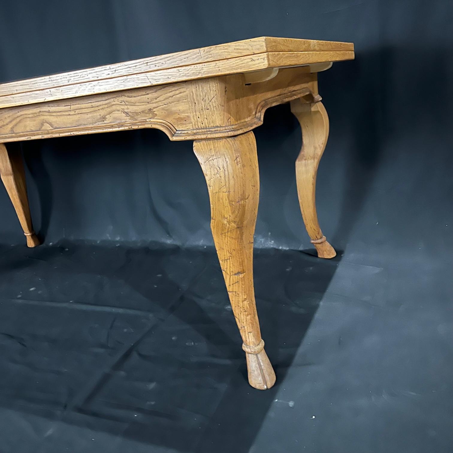 Mid-20th Century Italian Farmhouse Expandable Dining Table with Beautiful Carved Hoof Feet