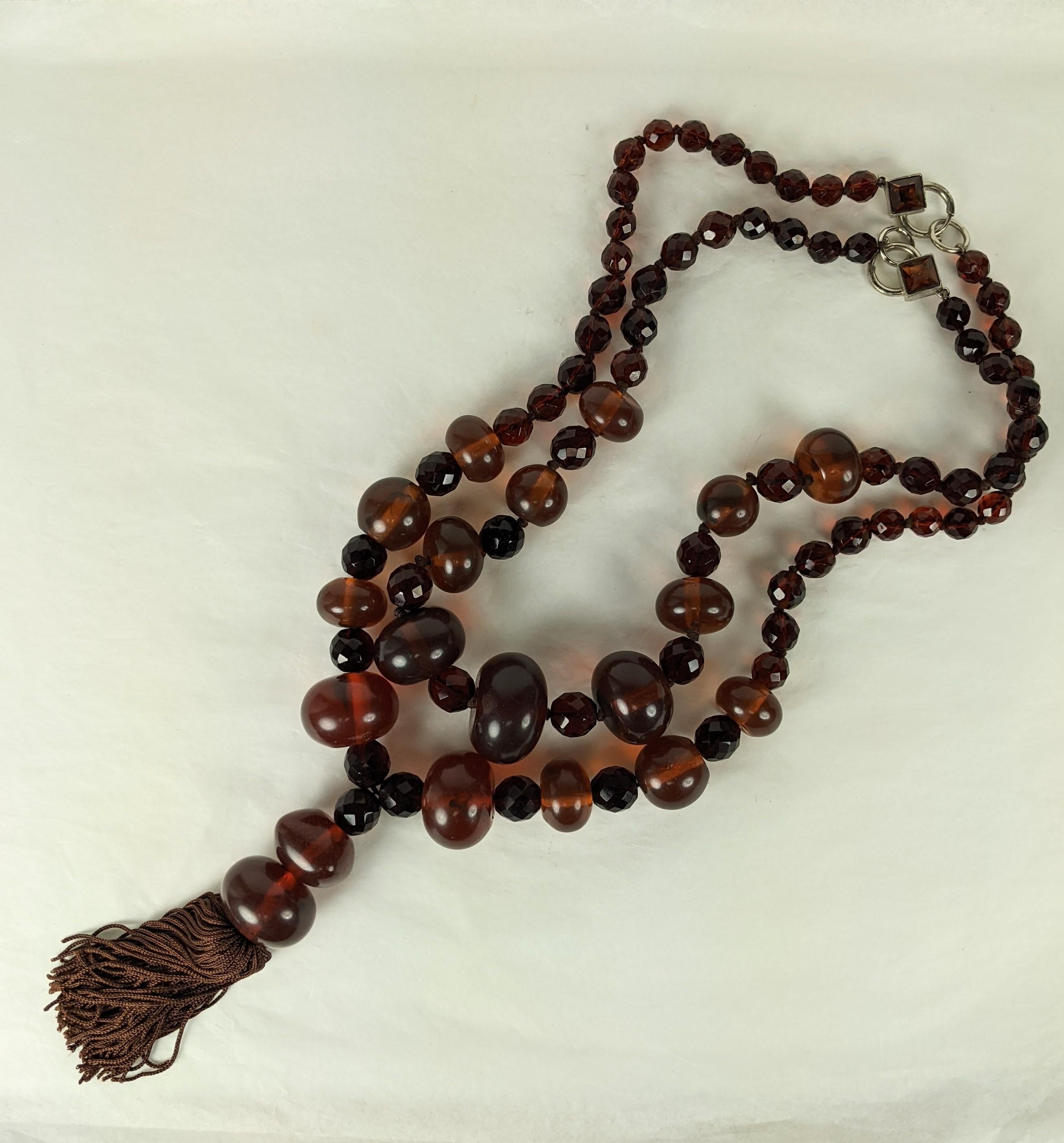 Italian Faux Amber Bead Necklace In Good Condition For Sale In New York, NY