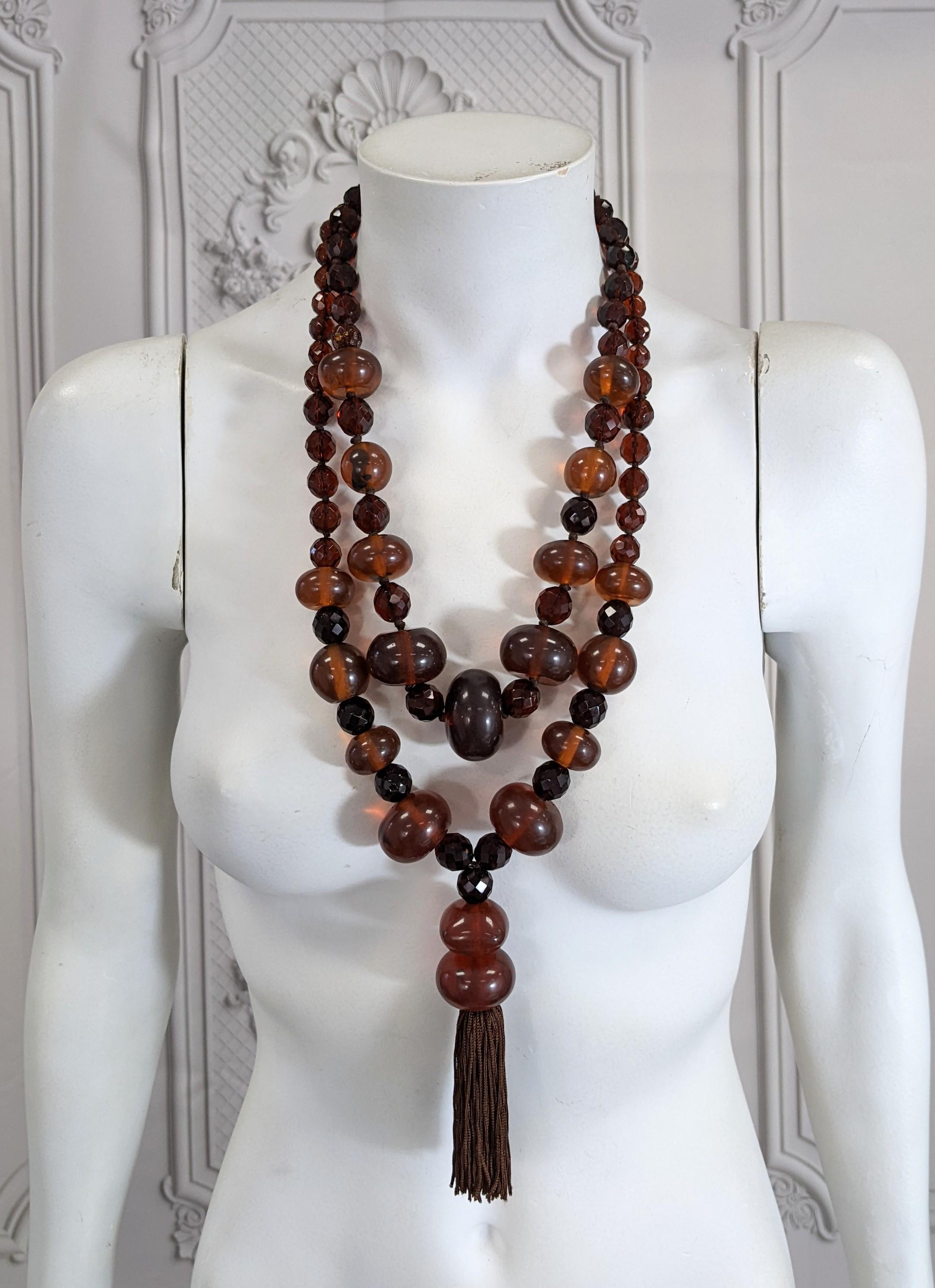 Women's Italian Faux Amber Bead Necklace For Sale