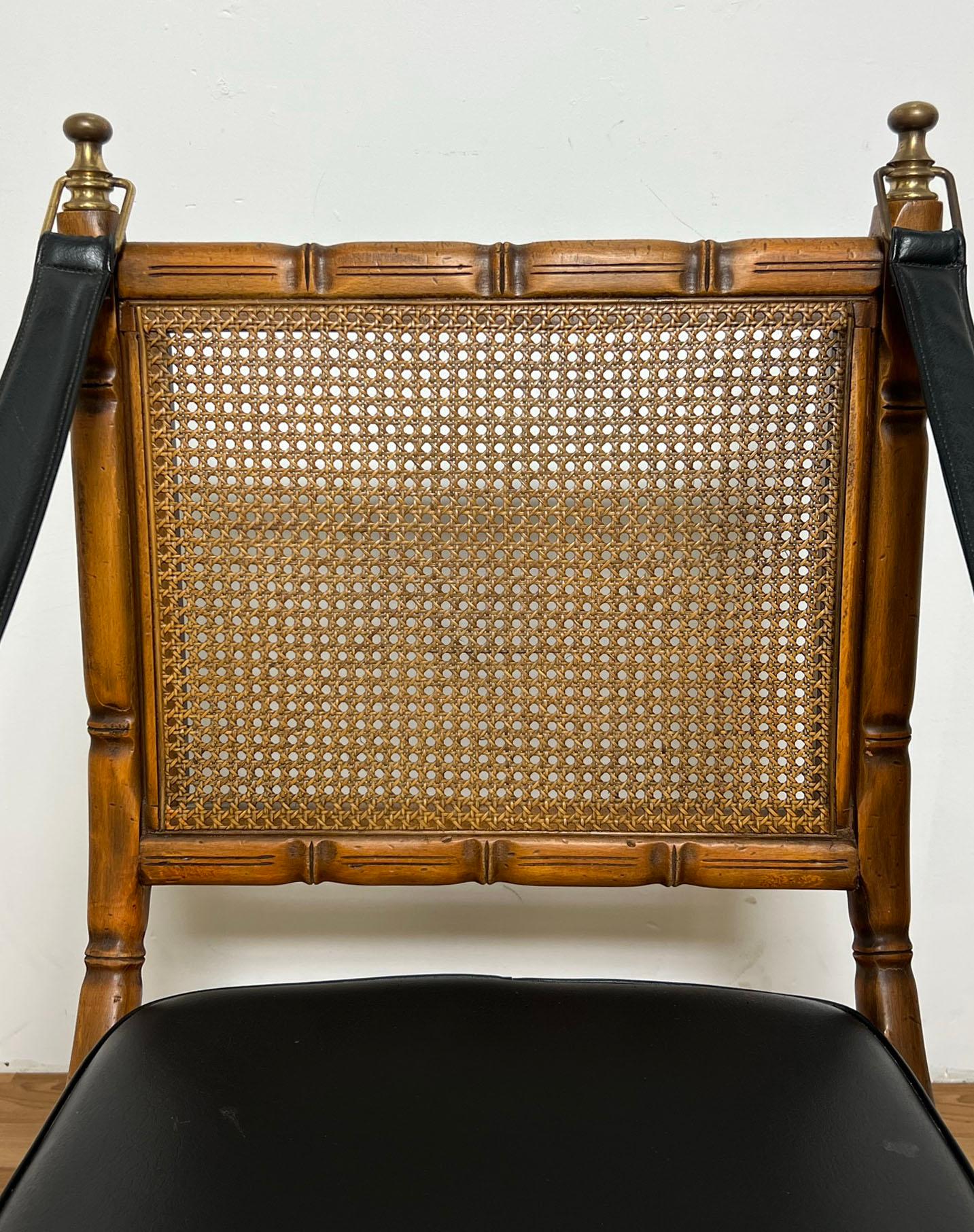 Italian Faux Bamboo and Cane Campaign Style Chair Circa 1960s 4