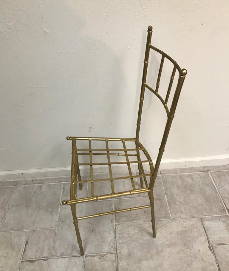 Italian Faux Bamboo Gilt Metal Vanity Chair For Sale at 1stDibs