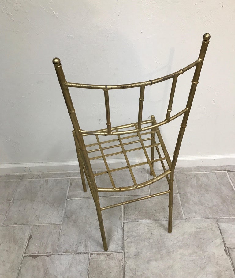 Italian Faux Bamboo Gilt Metal Vanity Chair For Sale at 1stDibs
