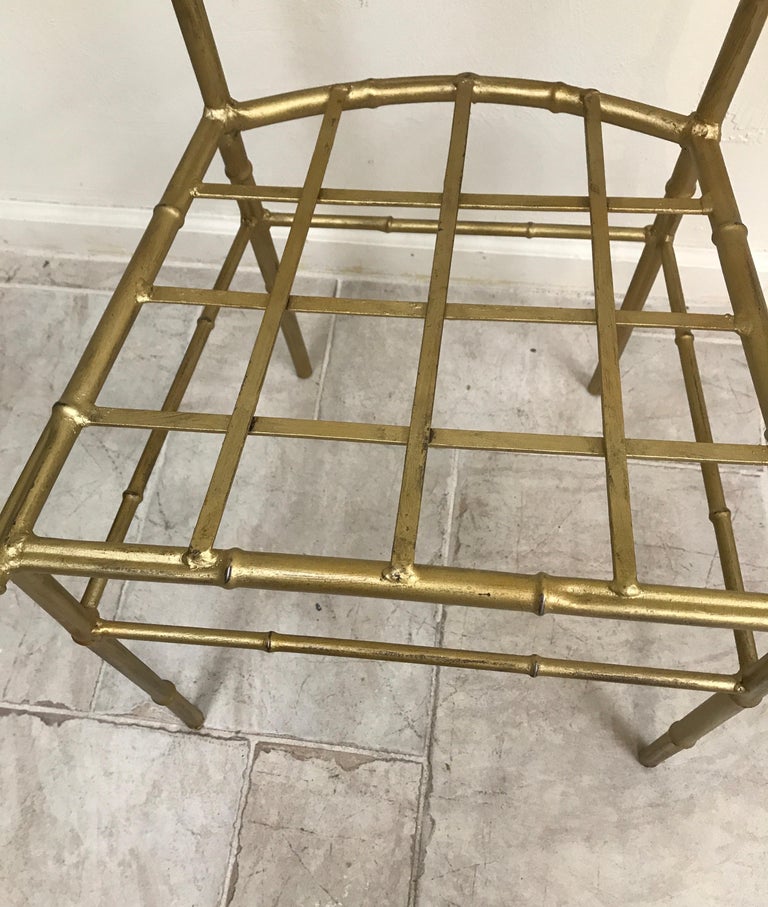Italian Faux Bamboo Gilt Metal Vanity Chair For Sale at 1stDibs