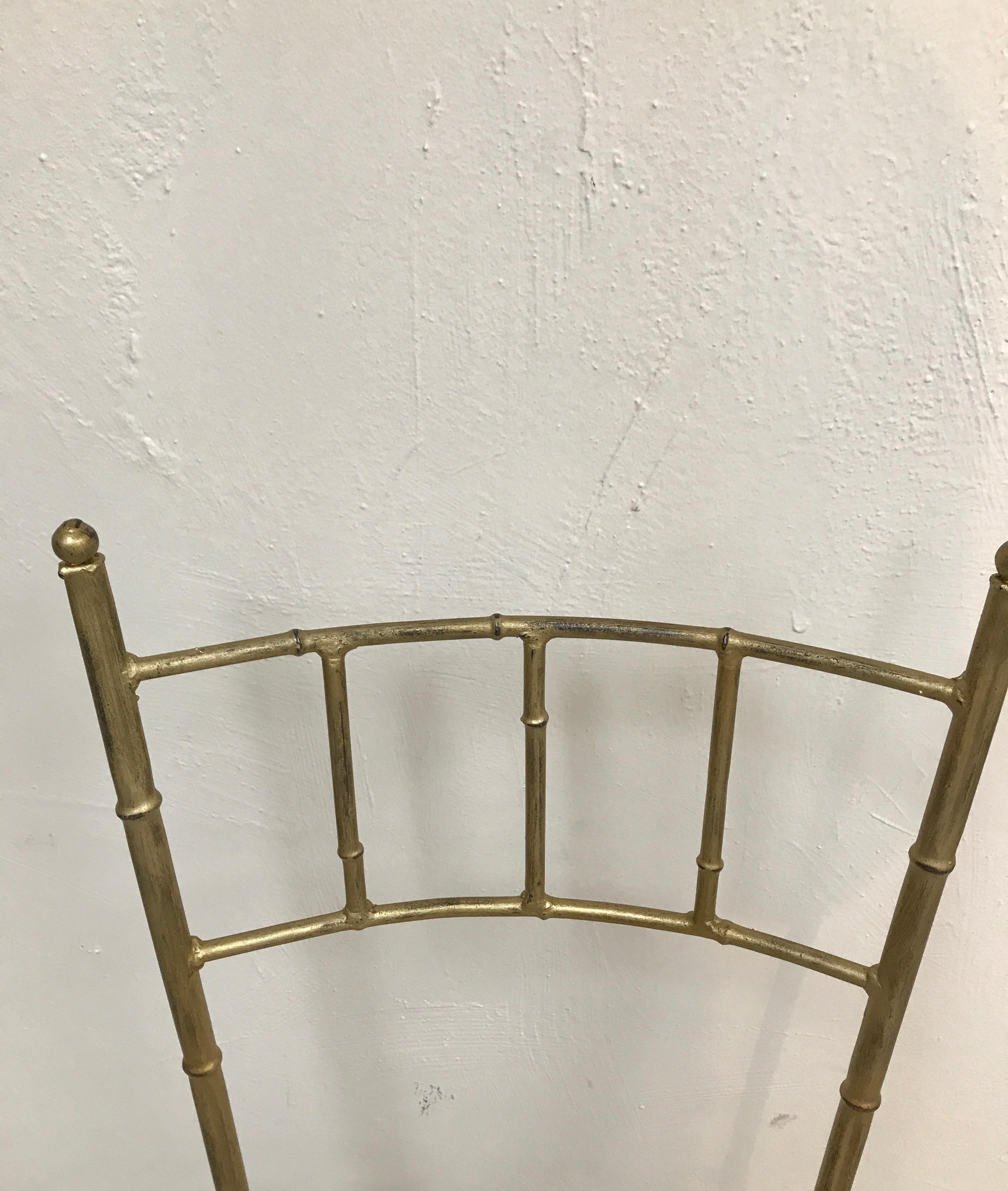 20th Century Italian Faux Bamboo Gilt Metal Vanity Chair For Sale